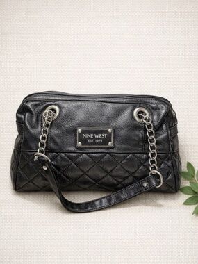 Nine West Quilted Shoulder Bag – Black with Chain Strap | Classic Designer Look